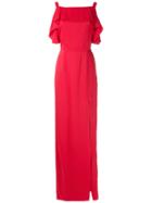 Tufi Duek Front Slit Silk Gown - Red