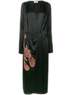 Attico Gabriela Embroidered Wrap Dress - Black