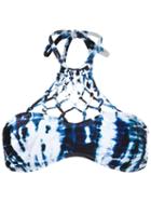 Blue Man Print Strappy Bikini Top