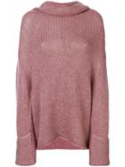 Semicouture Roll Neck Jumper - Pink & Purple