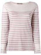 Cruciani - Striped Knitted Top - Women - Cotton/silk - 42, Pink/purple, Cotton/silk
