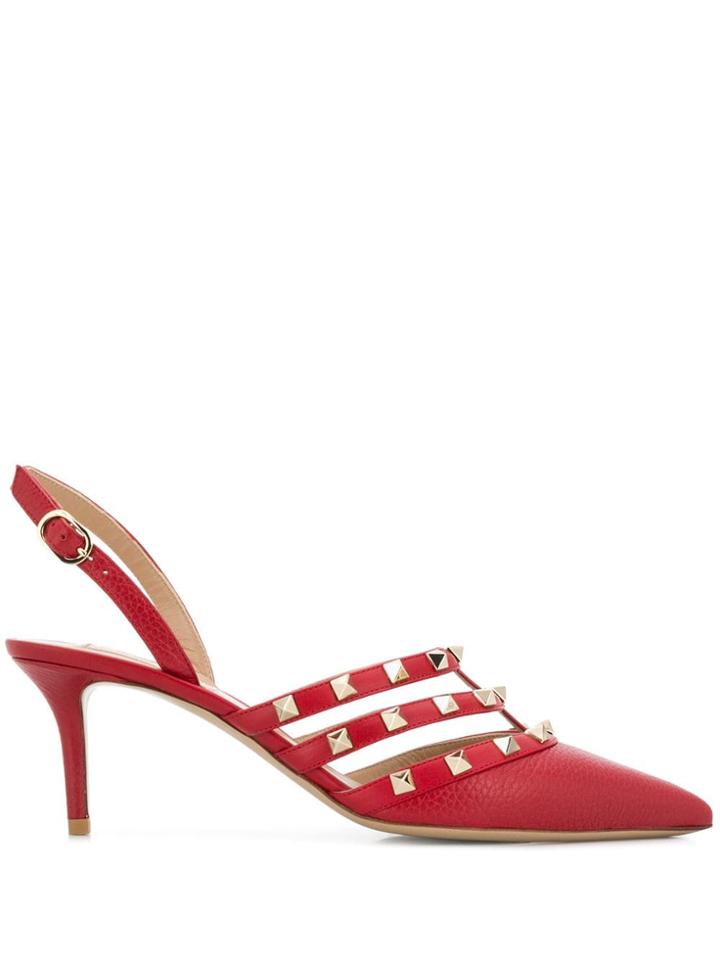 Valentino Rockstud Slingback Pumps - Red
