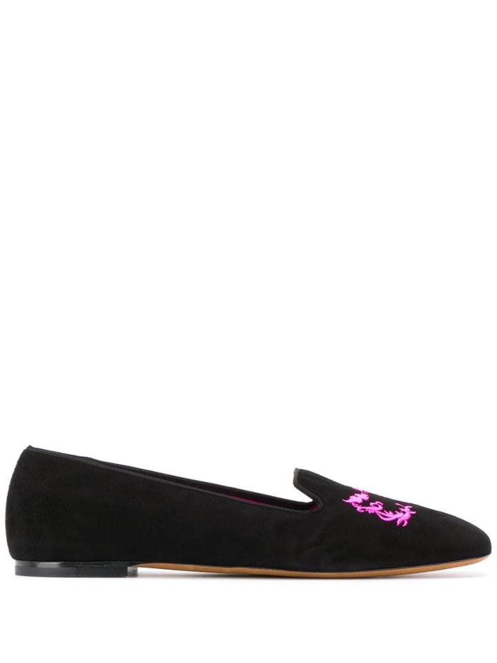 Etro Logo Embroidered Slippers - Black