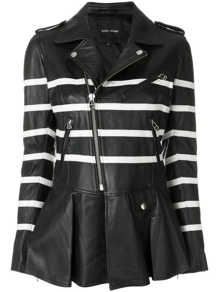 Each X Other Striped Biker Jacket - Brown