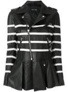 Each X Other Striped Biker Jacket - Brown