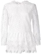 Oscar De La Renta Floral Lace Blouse, Women's, Size: 10, White, Polyester