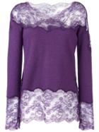 Ermanno Scervino Lace Insert Knitted Top, Women's, Size: 42, Pink/purple, Silk/cashmere/wool/viscose