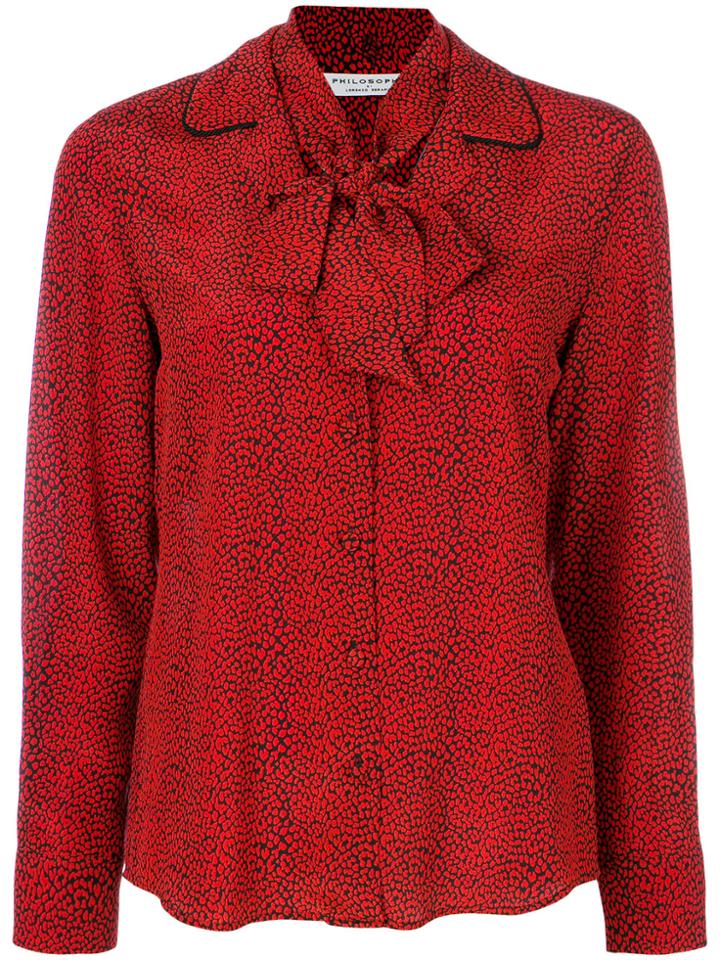 Philosophy Di Lorenzo Serafini Printed Pussy Bow Blouse - Red