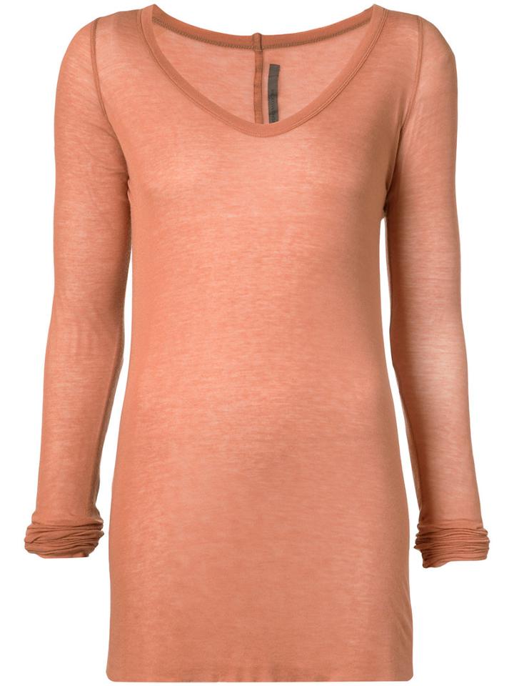 Rick Owens Lilies - Sheer Knitted Top - Women - Cotton/polyamide/viscose - 44, Yellow/orange, Cotton/polyamide/viscose