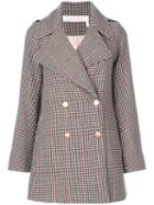 See By Chloé - Houndstooth Pea Coat - Women - Cotton/acrylic/polyamide/wool - 36, Brown, Cotton/acrylic/polyamide/wool