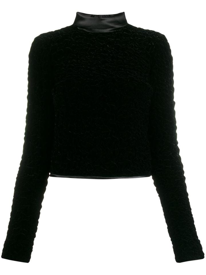 Saint Laurent Textured Velvet Top - Black