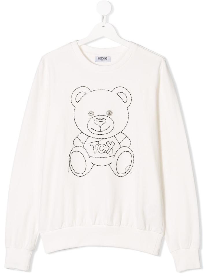 Moschino Kids Teen Toy Teddy Print Sweatshirt - White