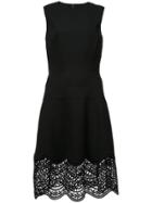 Oscar De La Renta Sleeveless Crochet Hem Dress - Black