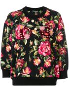 Dolce & Gabbana Appliqué Detail Floral Sweatshirt - Black