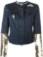 Aviù Sequin Sleeve Denim Jacket