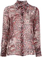 Saint Laurent Leopard Print Shirt, Women's, Size: 36, Red, Silk