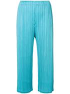 Pleats Please By Issey Miyake Cropped Trousers With Pleats - Blue