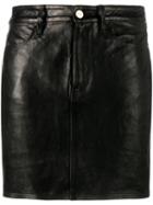 Frame Denim Mini Skirt, Women's, Size: 26, Black, Lamb Skin