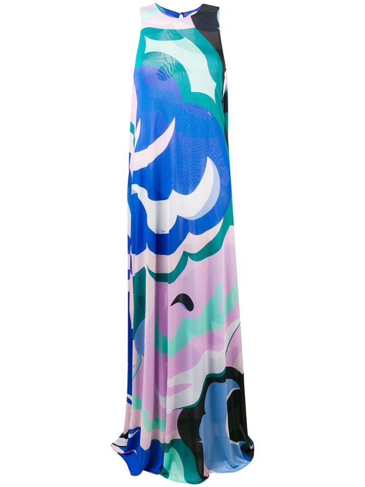 Emilio Pucci Abstract Print Maxi Dress - Blue