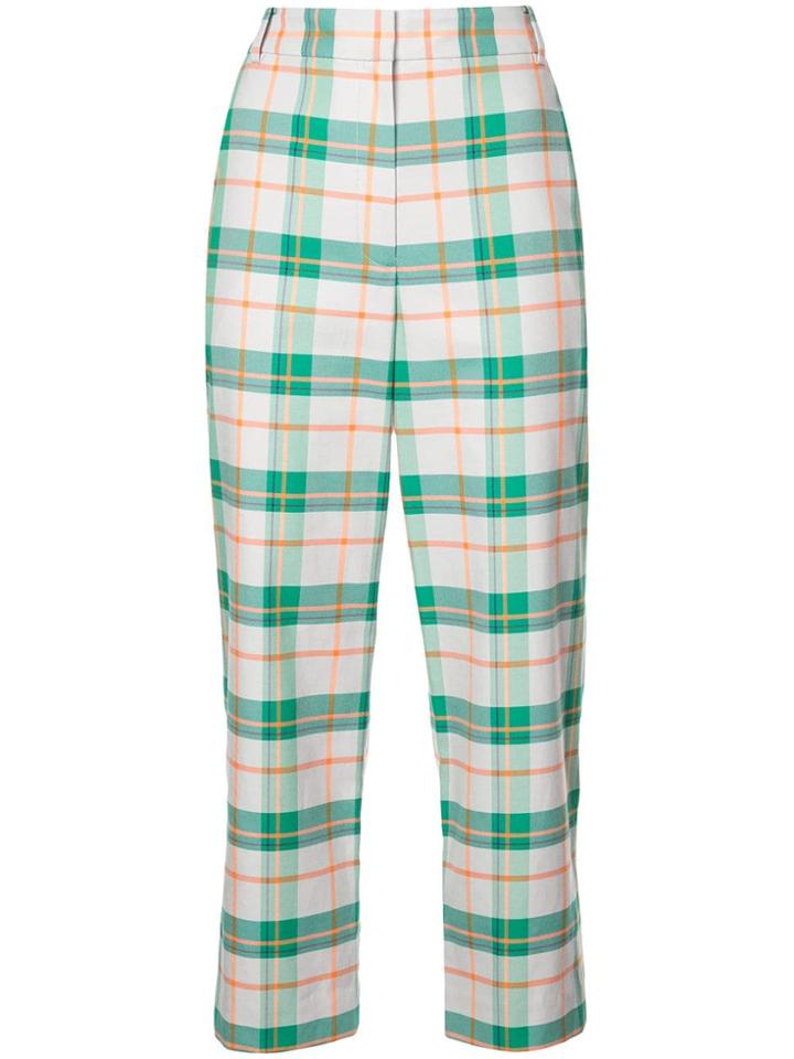Tibi Hani Plaid Tailored Trousers - Green