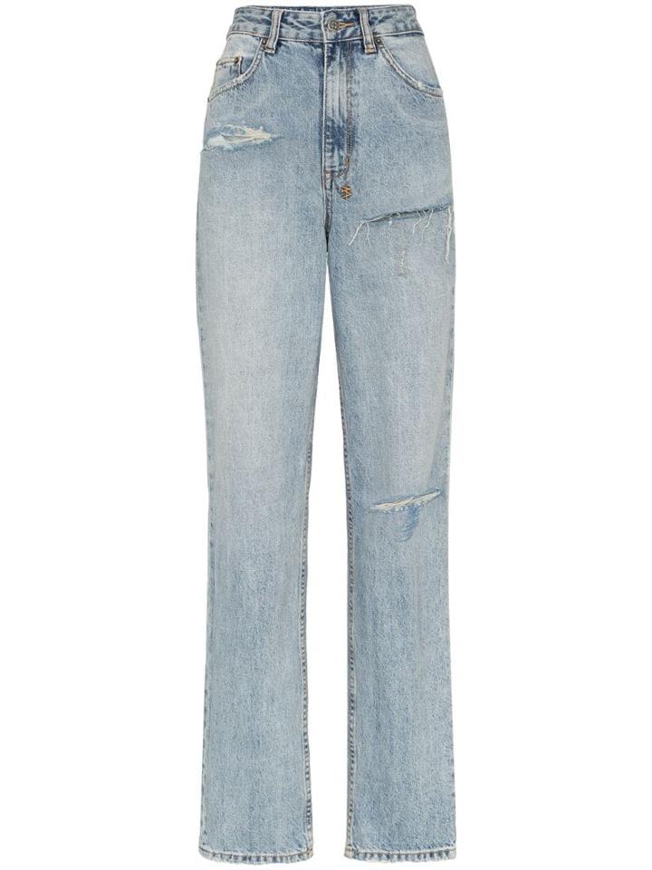 Ksubi X Kendall Jenner Ripped Straight-leg Jeans - Blue