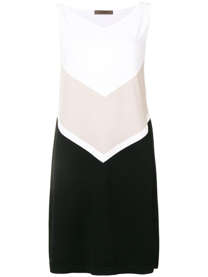 D.exterior Colour Block Shift Dress - White