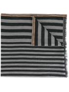 Ps By Paul Smith Striped Scarf, Men's, Grey, Cotton/silk