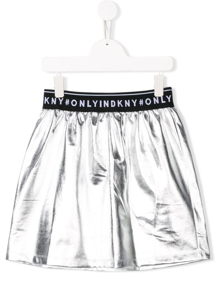 Dkny Kids Metallized Pull-on Skirt - Silver
