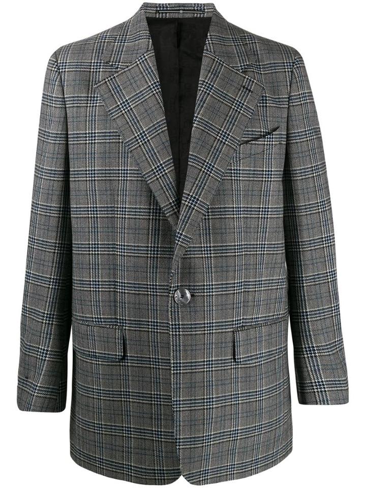 Givenchy Checked Single Breasted Blazer - Grey