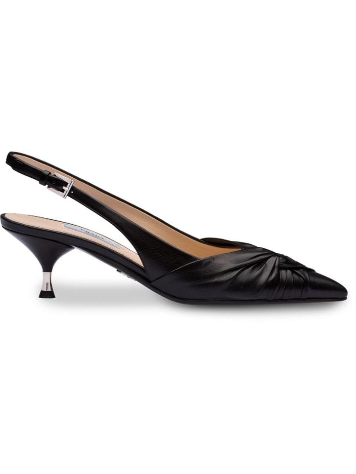 Prada Leather Slingbacks - F0002 Black