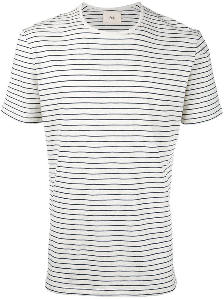 Folk - Striped Melange T-shirt - Men - Cotton - 4, Nude/neutrals, Cotton