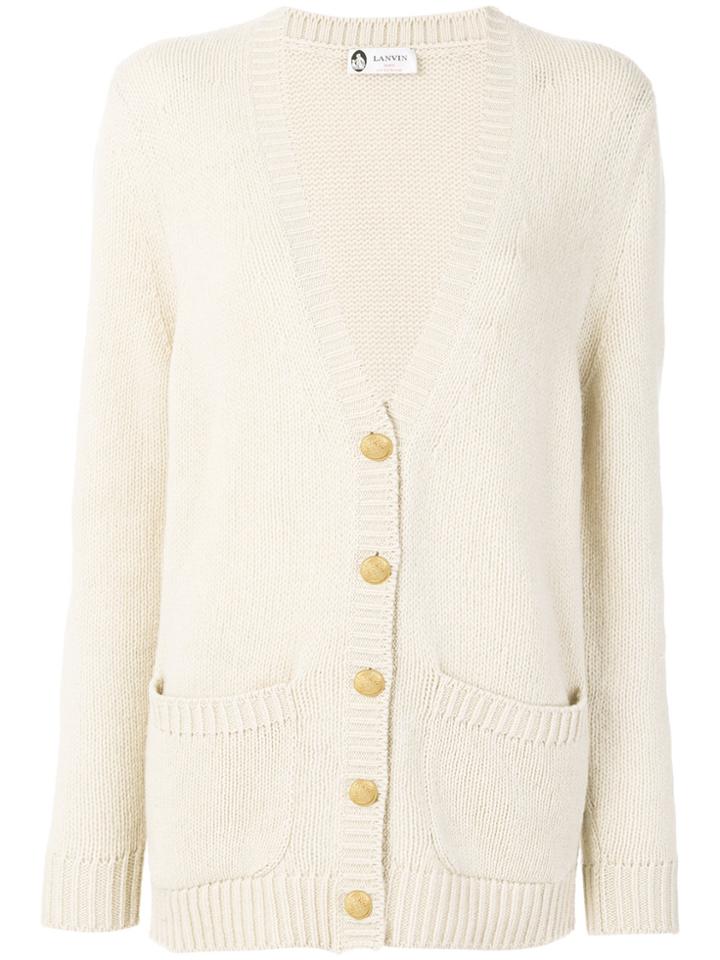 Lanvin Button Embellished Cardigan - Nude & Neutrals