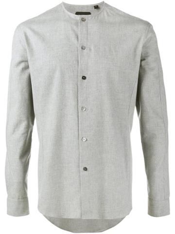 Curieux Collarless Shirt, Men's, Size: 16, Grey, Cotton