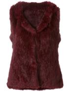 Yves Salomon Rabbit Fur Gilet - Red