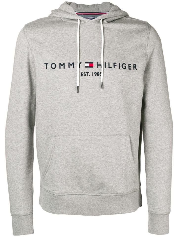 Tommy Hilfiger Logo-embroidered Hoodie - Grey