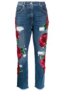 Blumarine Ricamo Rose Embroidered Jeans - Blue