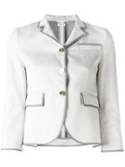 Thom Browne Piped Trim Blazer, Women's, Size: 42, White, Cotton/silk