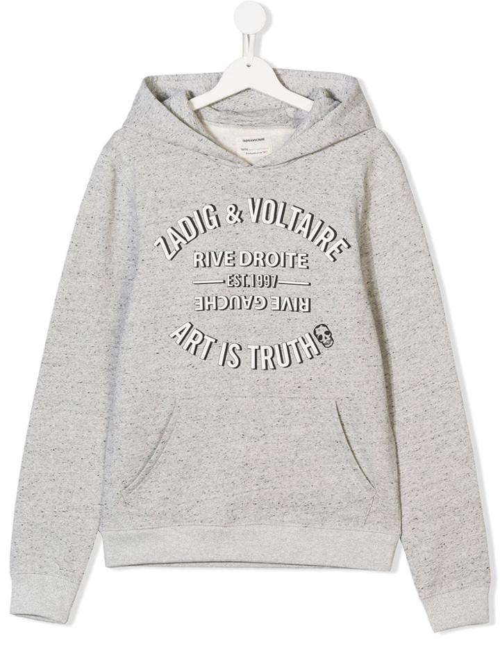 Zadig & Voltaire Kids Teen Art Is Truth Print Hoodie - Grey