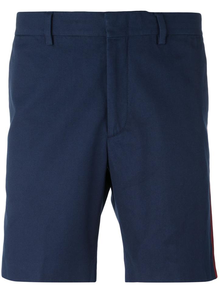 Msgm - Side Stripe Shorts - Men - Cotton - 50, Blue, Cotton