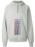 Golden Goose Deluxe Brand Fringed Embroidered Slogan Hoodie - Grey