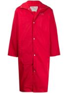 A-cold-wall* Hooded Logo Print Coat - Red