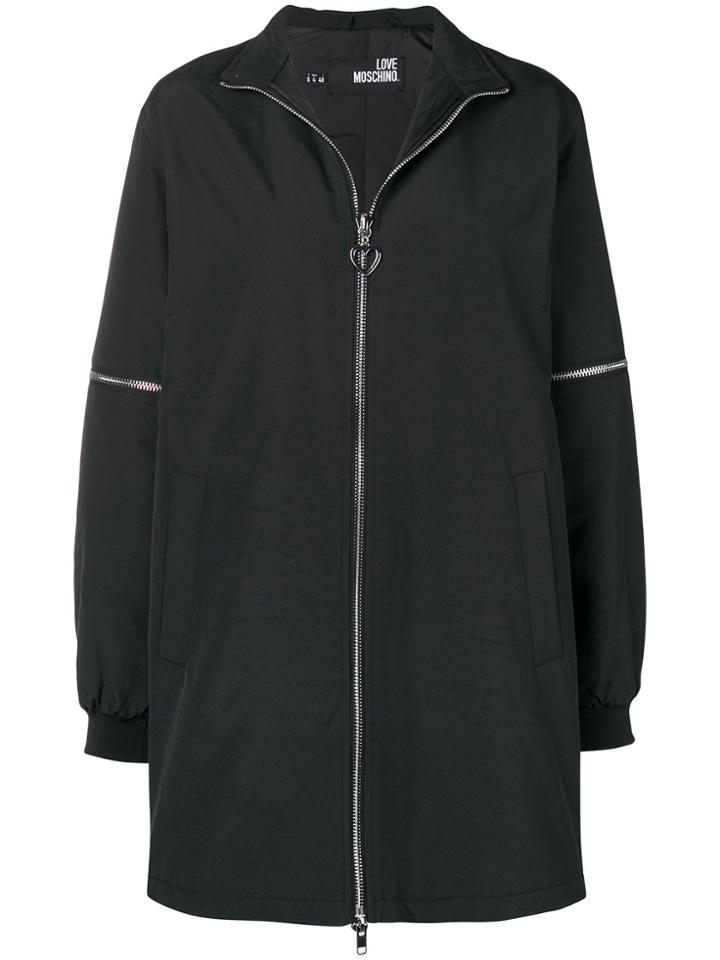 Love Moschino Zip-detail Fitted Coat - Black