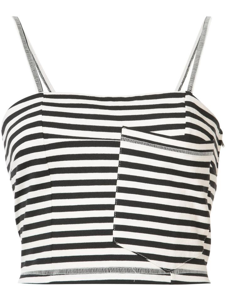 Hache - Striped Cropped Top - Women - Cotton - 42, White, Cotton