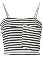 Hache - Striped Cropped Top - Women - Cotton - 42, White, Cotton