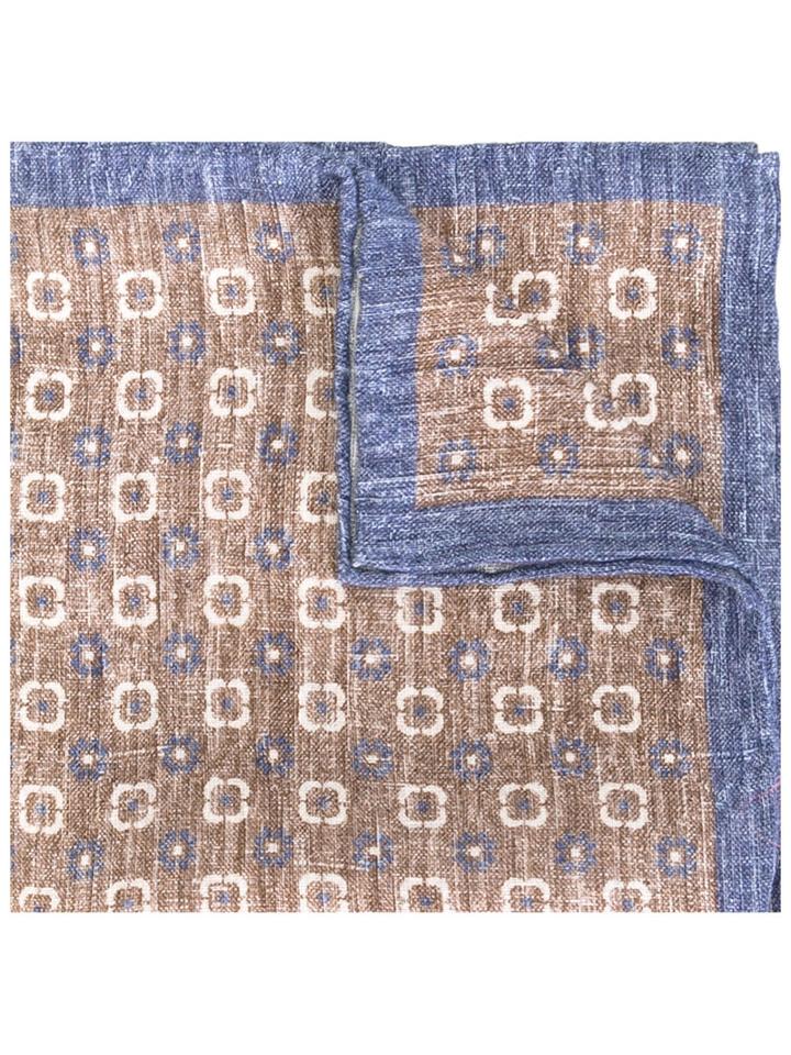 Eleventy - Printed Linen Scarf - Men - Linen/flax - One Size, Grey, Linen/flax