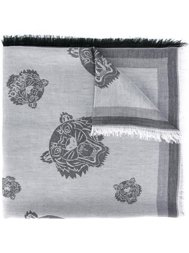 Kenzo 'mini Tiger' Scarf, Adult Unisex, Grey, Cotton/modal