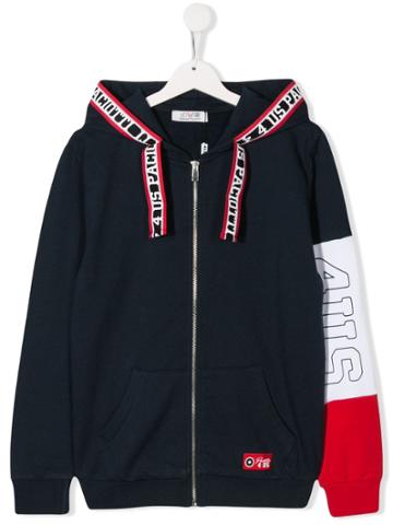Cesare Paciotti 4us Kids Teen Colour-block Logo Hoodie - Blue