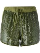 P.a.r.o.s.h. - Sequin Embellished Shorts - Women - Viscose/pvc - M, Green, Viscose/pvc