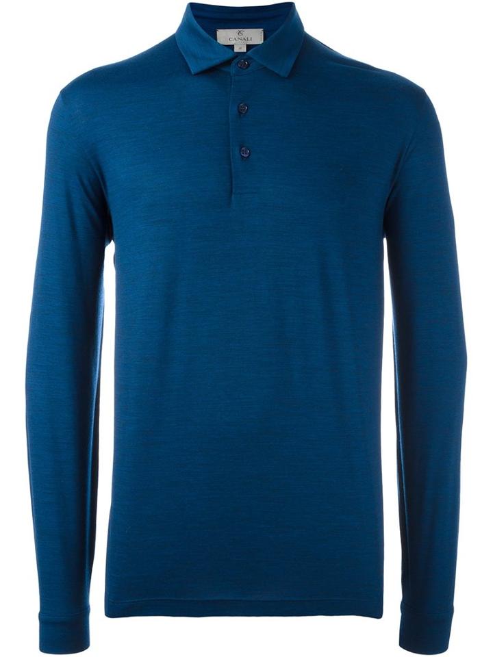 Canali Polo Jumper, Men's, Size: 56, Blue, Virgin Wool
