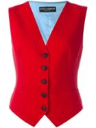 Dolce & Gabbana Bi-colour Waistcoat, Women's, Size: 42, Red, Virgin Wool/silk/spandex/elastane/spandex/elastane